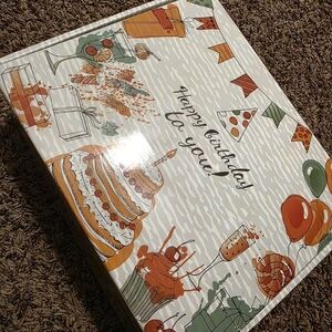 Festive Orange and Green Birthday Gift Box